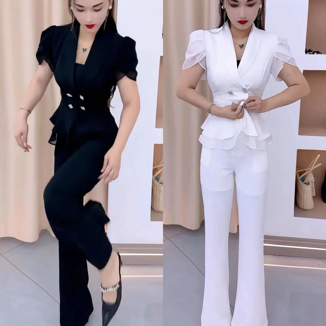 时尚修身短袖韩版女神范套装
