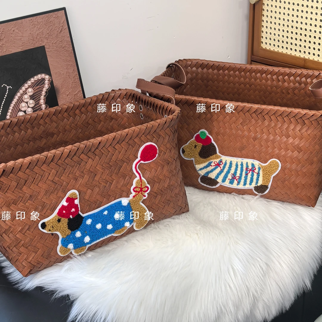 【混合两个装】腊肠狗藤编手工脏衣篮手提编织仿收纳筐洗衣机脏衣篓