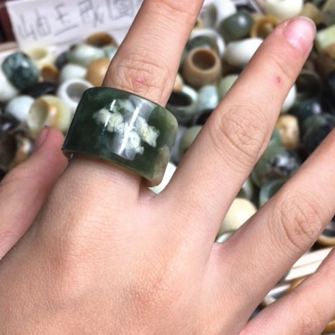 蛇纹石玉合金戒指