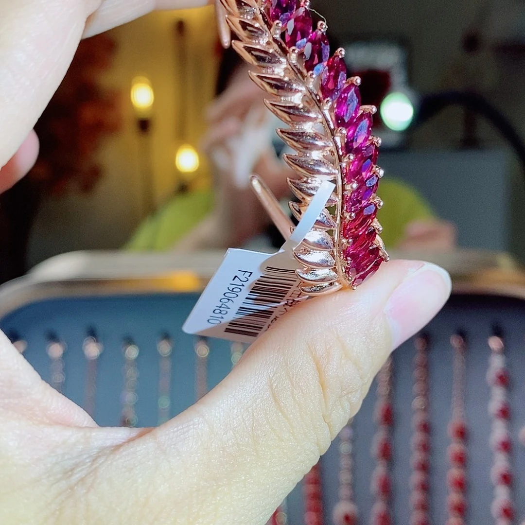 手镯石榴石银S925镶嵌