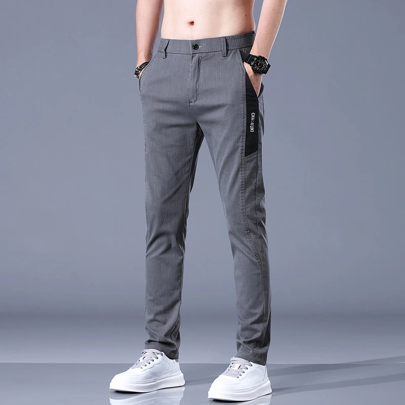 男士休闲裤春夏潮牌修身直筒长裤新款运动百搭裤子