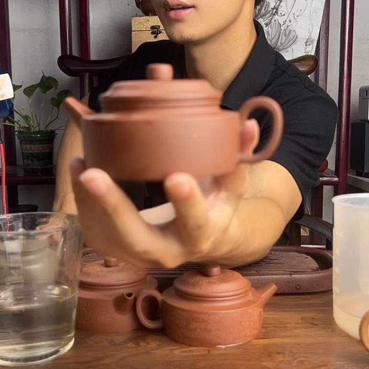 茶壶紫砂原矿老紫泥 光素平底德中