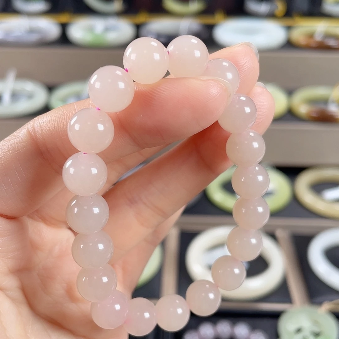 和田玉未镶嵌手链冰藕粉卡10