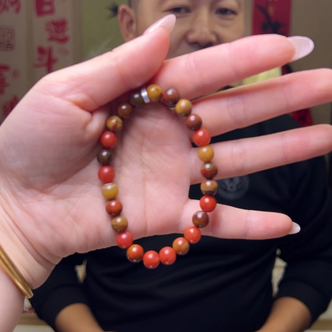 南红玛瑙未镶嵌7mm包浆圆珠手串