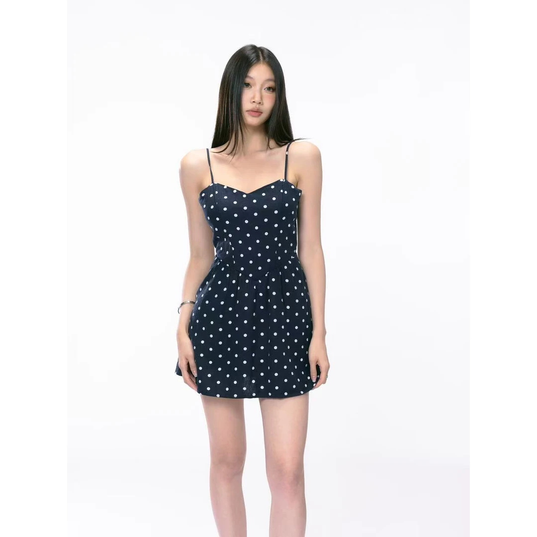 withmin凉皮 浅夏新章 辣妹显瘦波点抹胸吊带短裙连衣裙2523003