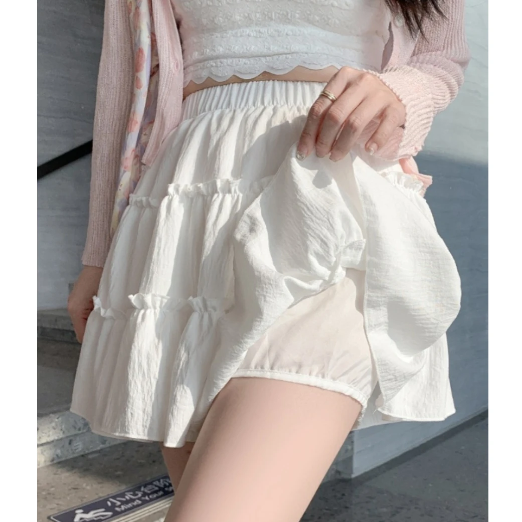 2025新款温柔风蛋糕半身裙女小个子松紧腰高腰防走光蓬蓬A字短裙