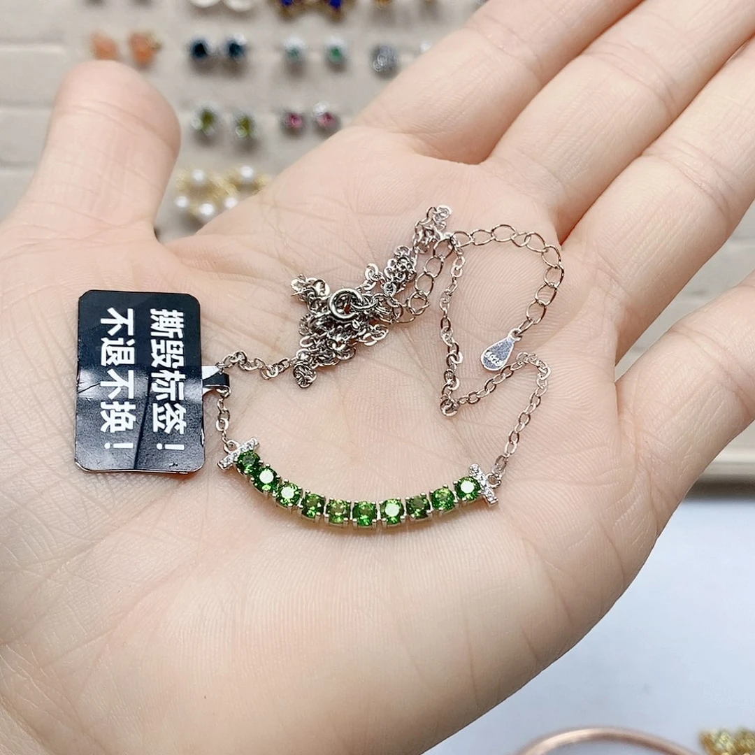 透辉石项链银S925镶嵌