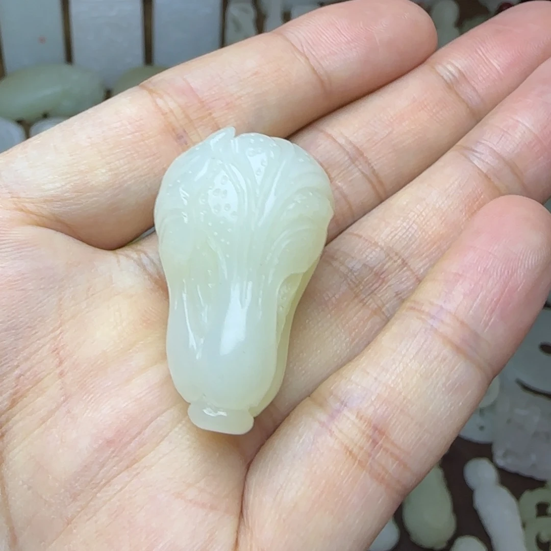 和田玉未镶嵌挂件白菜