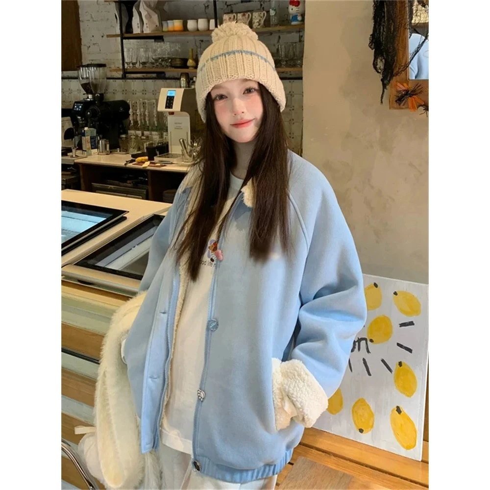 2024毛外套女秋冬加厚皮毛一体加绒加厚休闲甜美百搭棉衣-2784