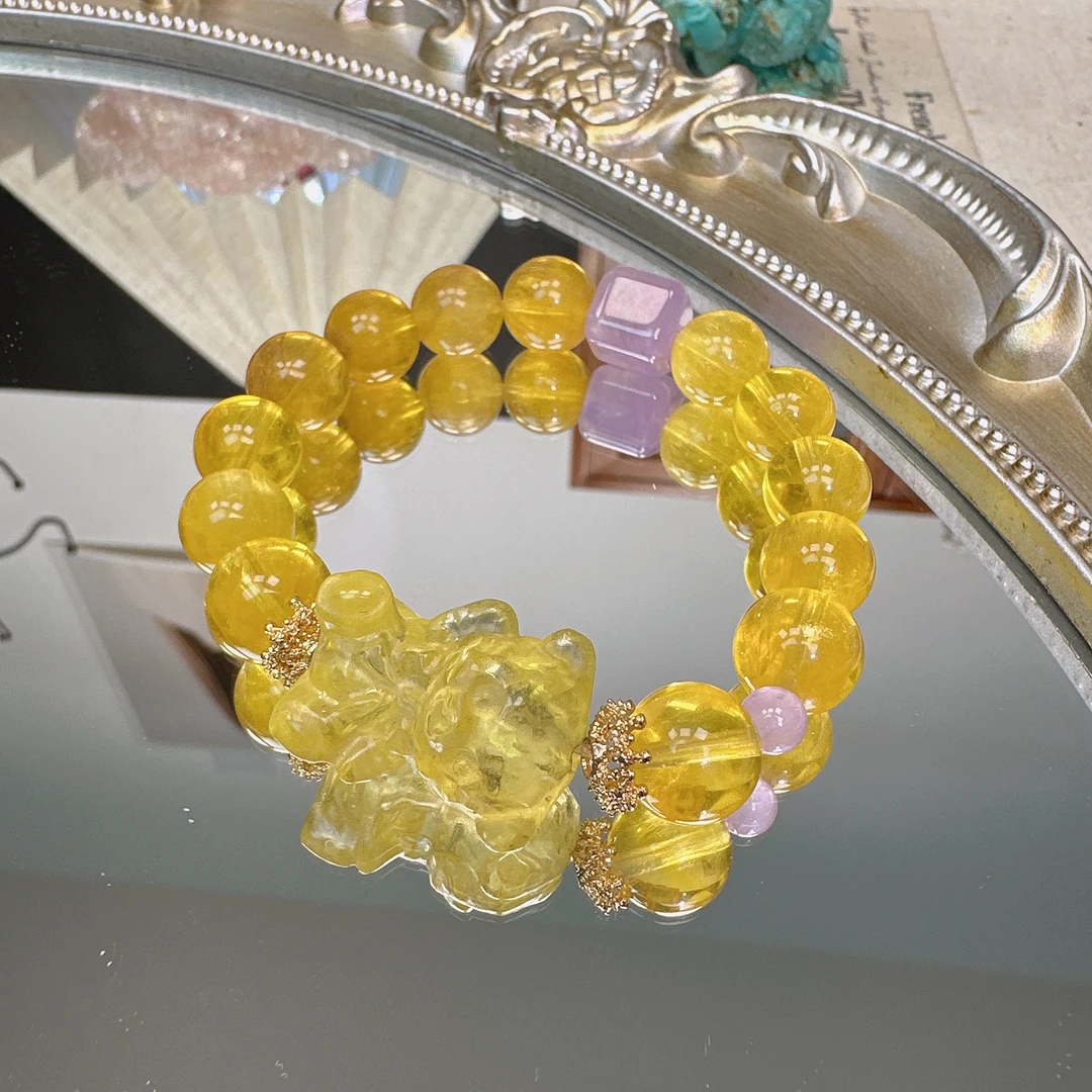 黄萤石手串搭配小熊1274 颜色微差 多样性发一