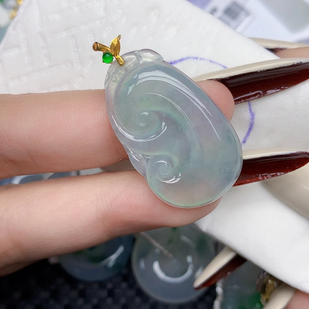 翡翠18K金镶嵌颈饰天然缅甸翡翠a货百元以上9元证书费自理