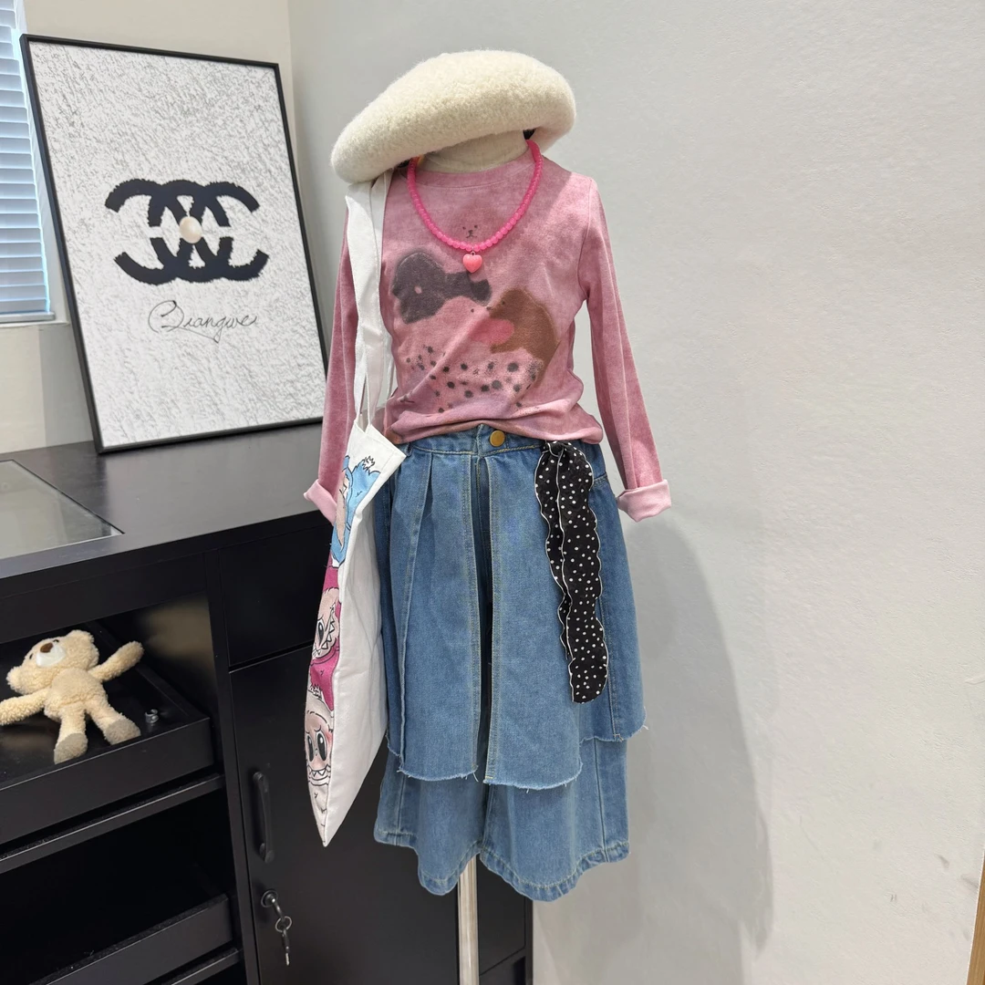 现货~女童长袖卡通韩版秋季洋气屁帘裤套装Q5-110/Q5-88/Q5-73
