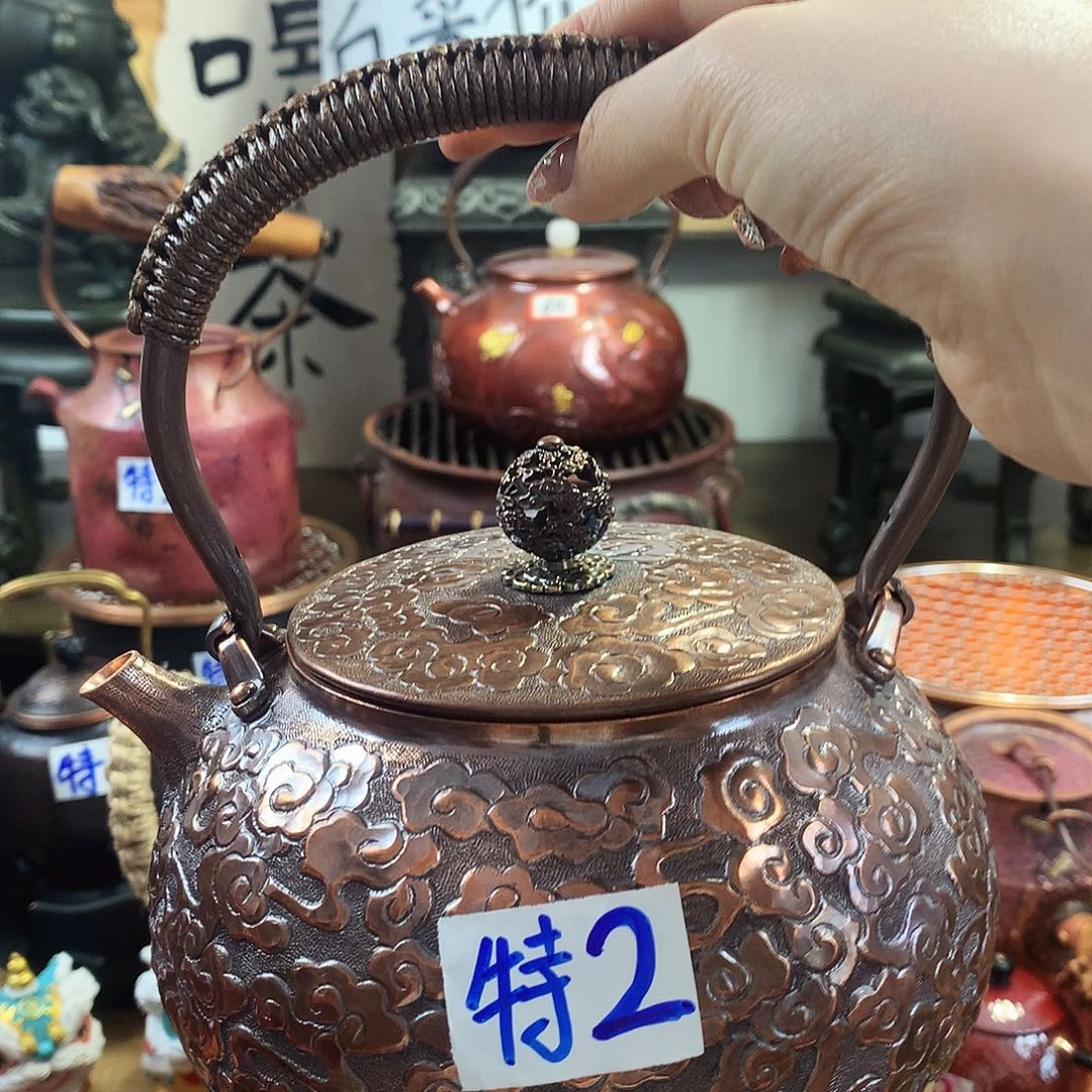 期***盼全紫铜大肚祥云壶纯铜