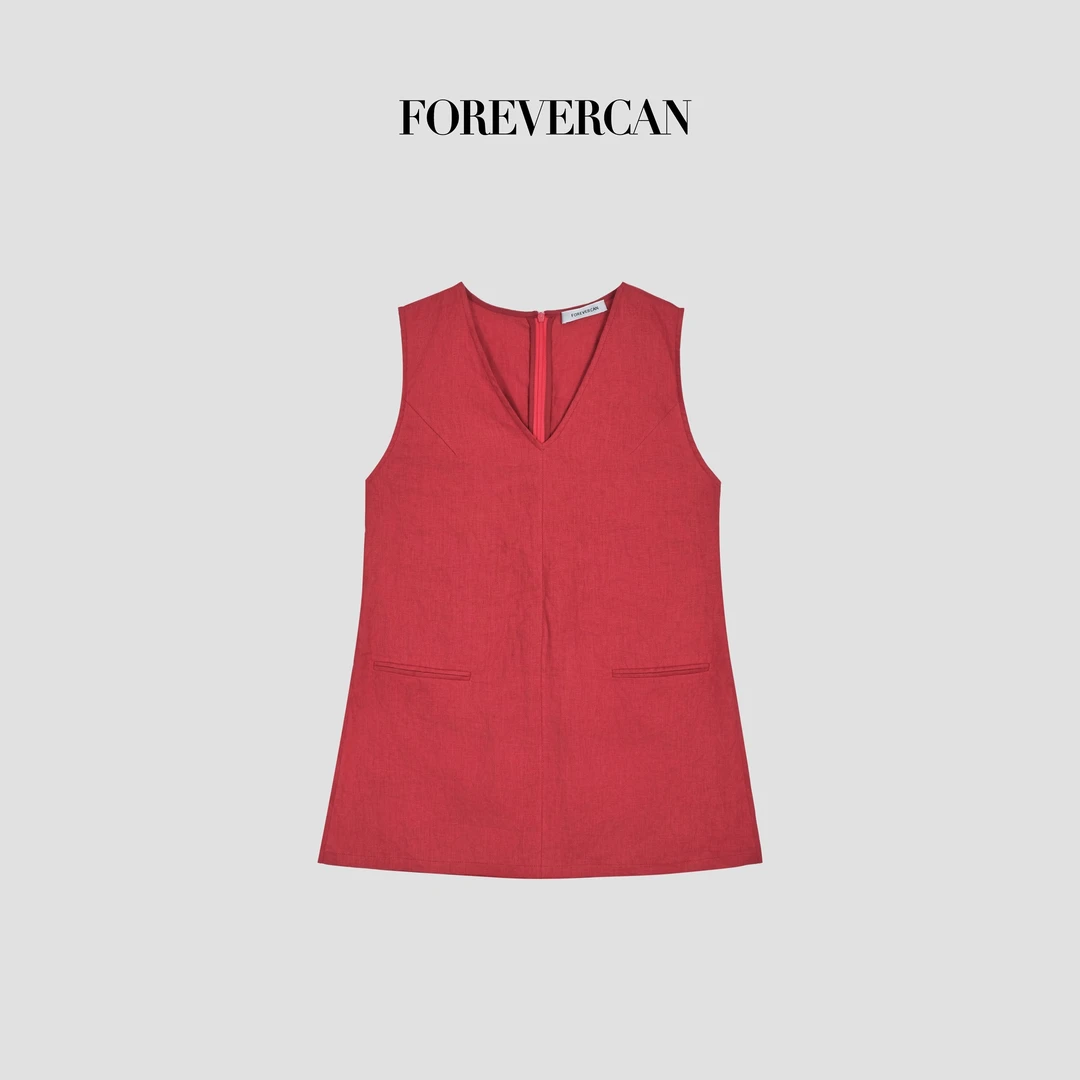 “塞维利亚”法国进口雨露麻V领无袖背心上衣ST23518