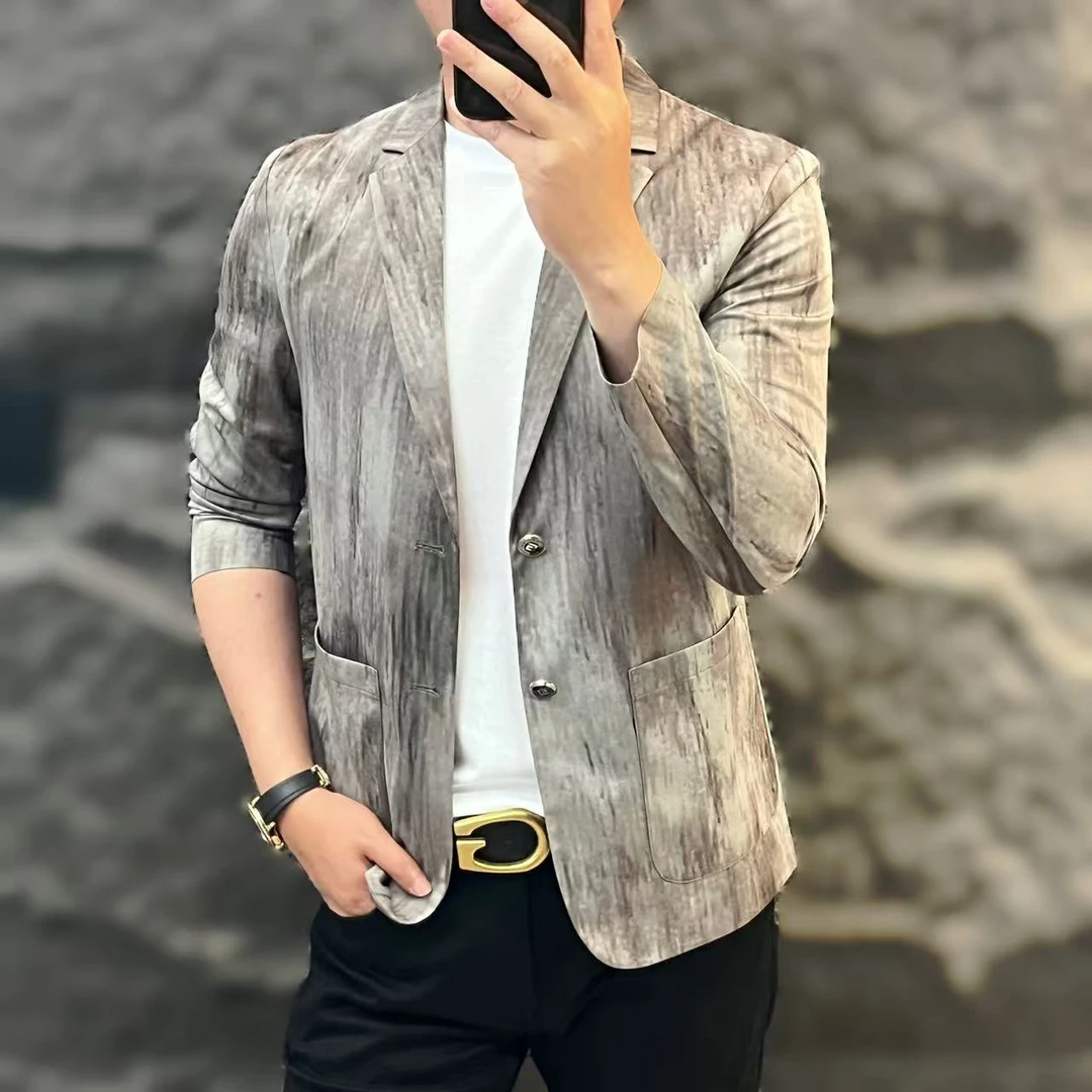 新款高端男士潮流百搭个性休闲长袖西服