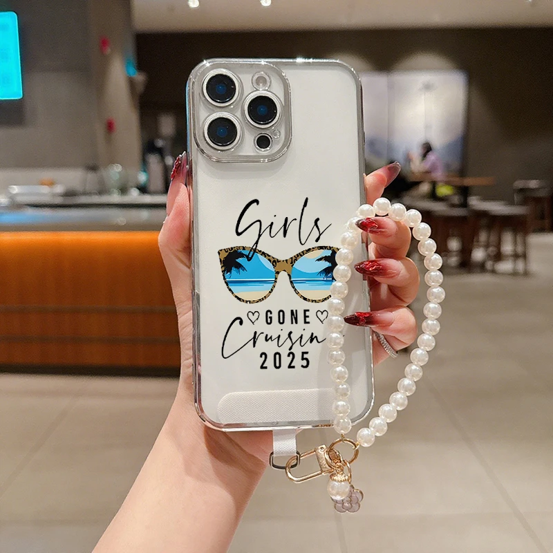 【苹果】镜中海滩图案适用苹果系列iphone16/15/14手机壳手链防摔