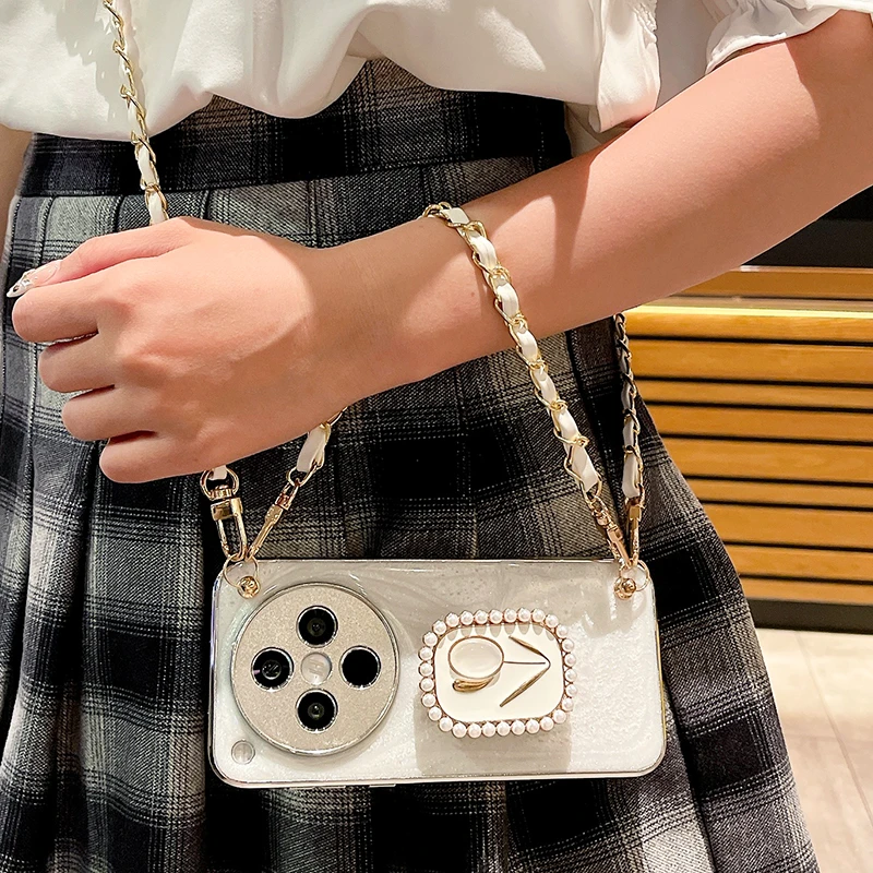 珍珠郁金香支架适用OPPOfindx8手机壳X8S+链条x7pro斜跨x6/Ultra