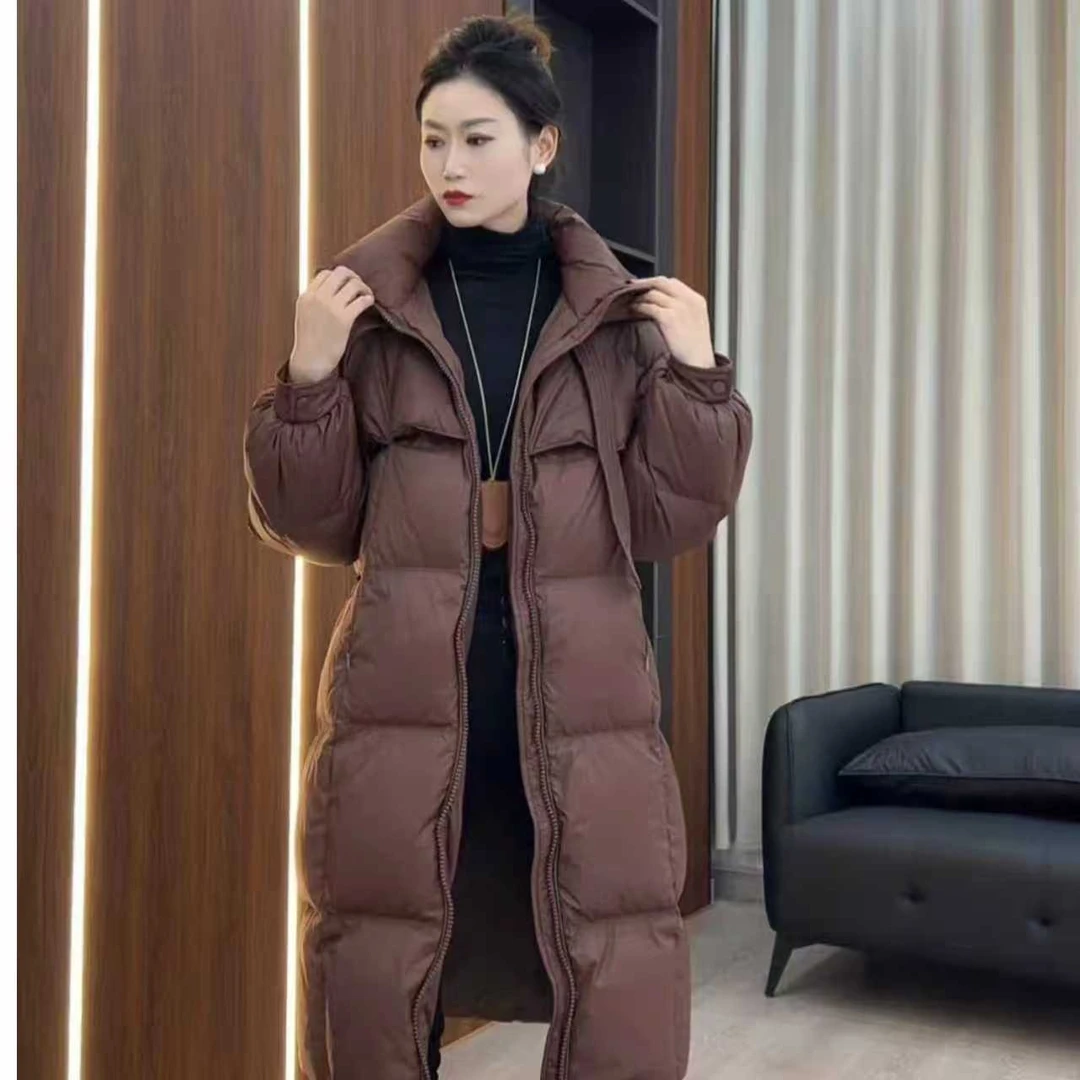 韩版连帽加厚羽绒服女宽松中长款冬季新款时尚外套