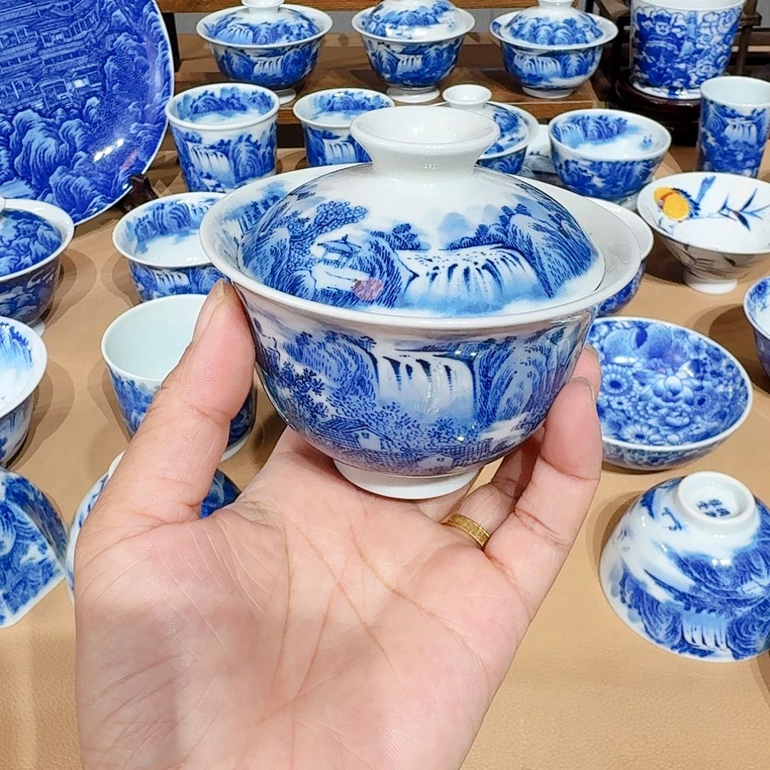 景德镇纯手绘盖碗