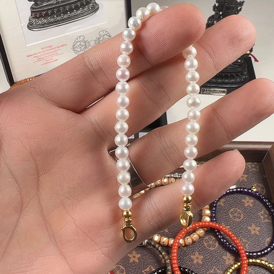 银S925镶嵌淡水珍珠手绳溜达玩溜达玩