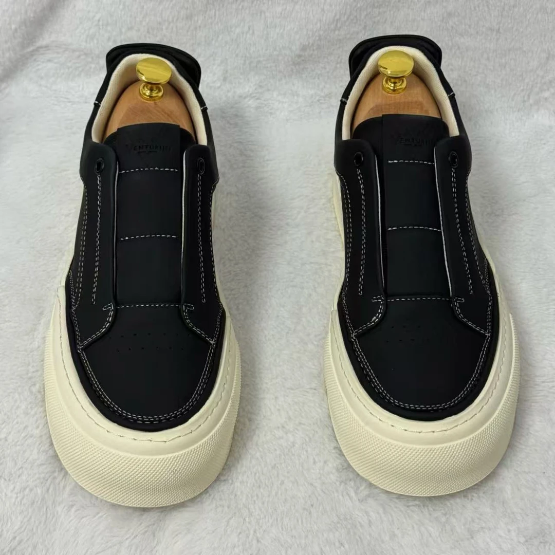 D99秋季潮流透气厚底男士休闲板鞋时尚百搭舒适低帮休闲皮鞋简约