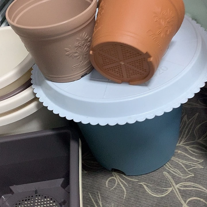 16口浮雕陶红带托3个