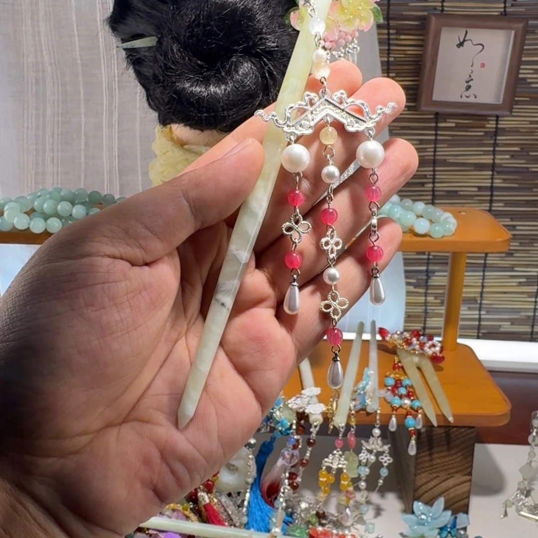 蛇纹石玉合金发饰