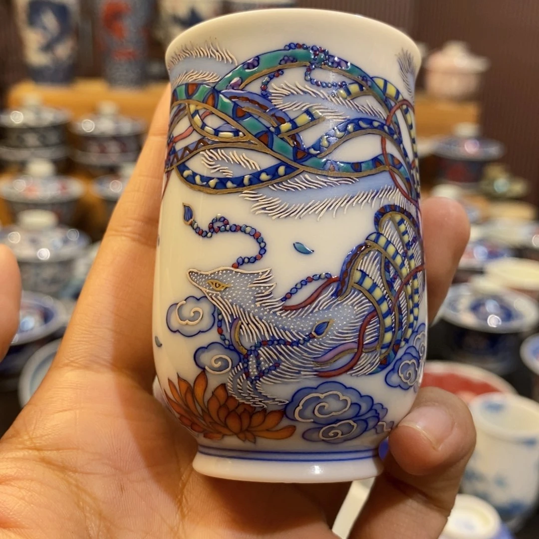 欢***喜斗彩九尾狐套装手绘