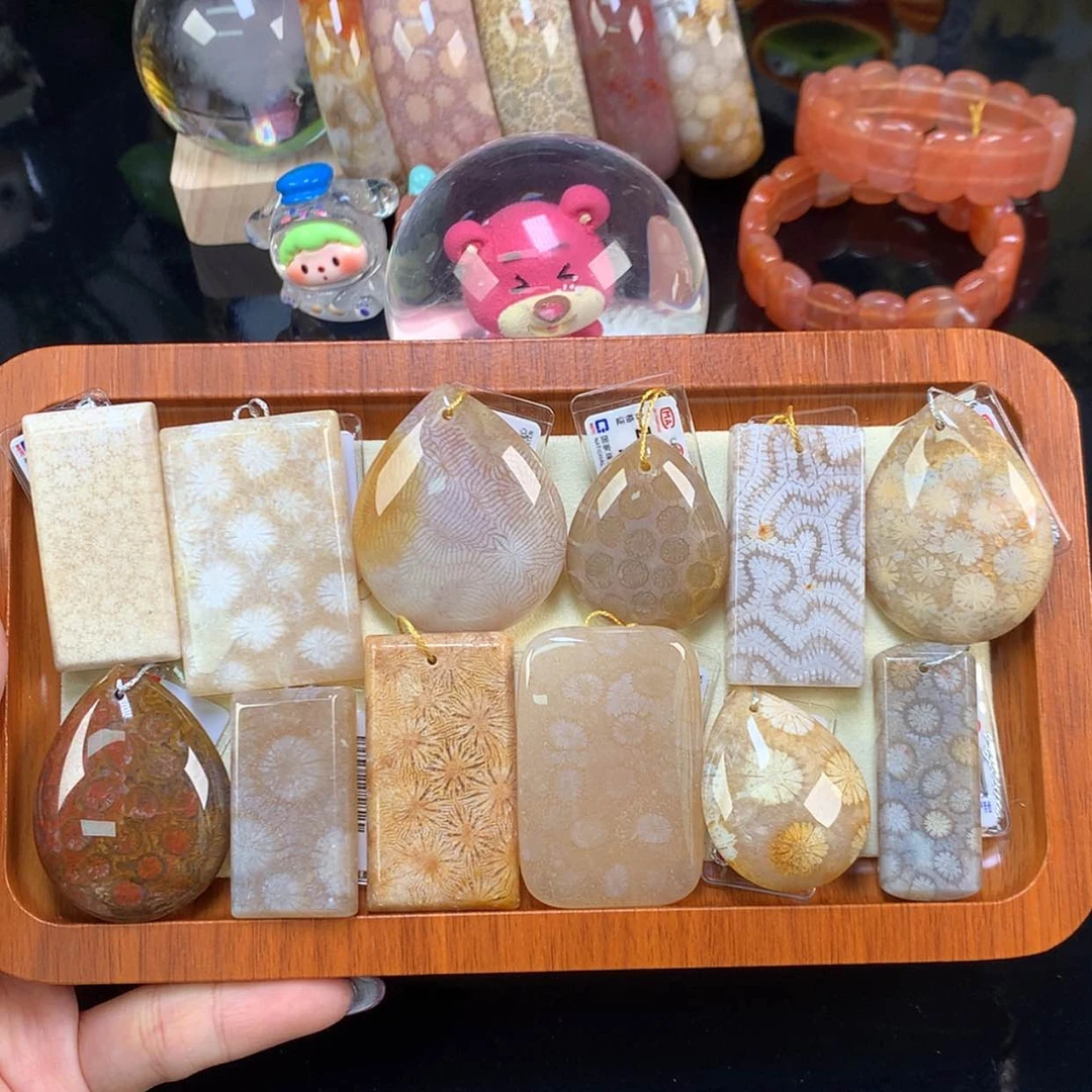 【闪购商品】颈饰未镶嵌硅化珊瑚（珊瑚玉）福利吊坠50一个（63号）
