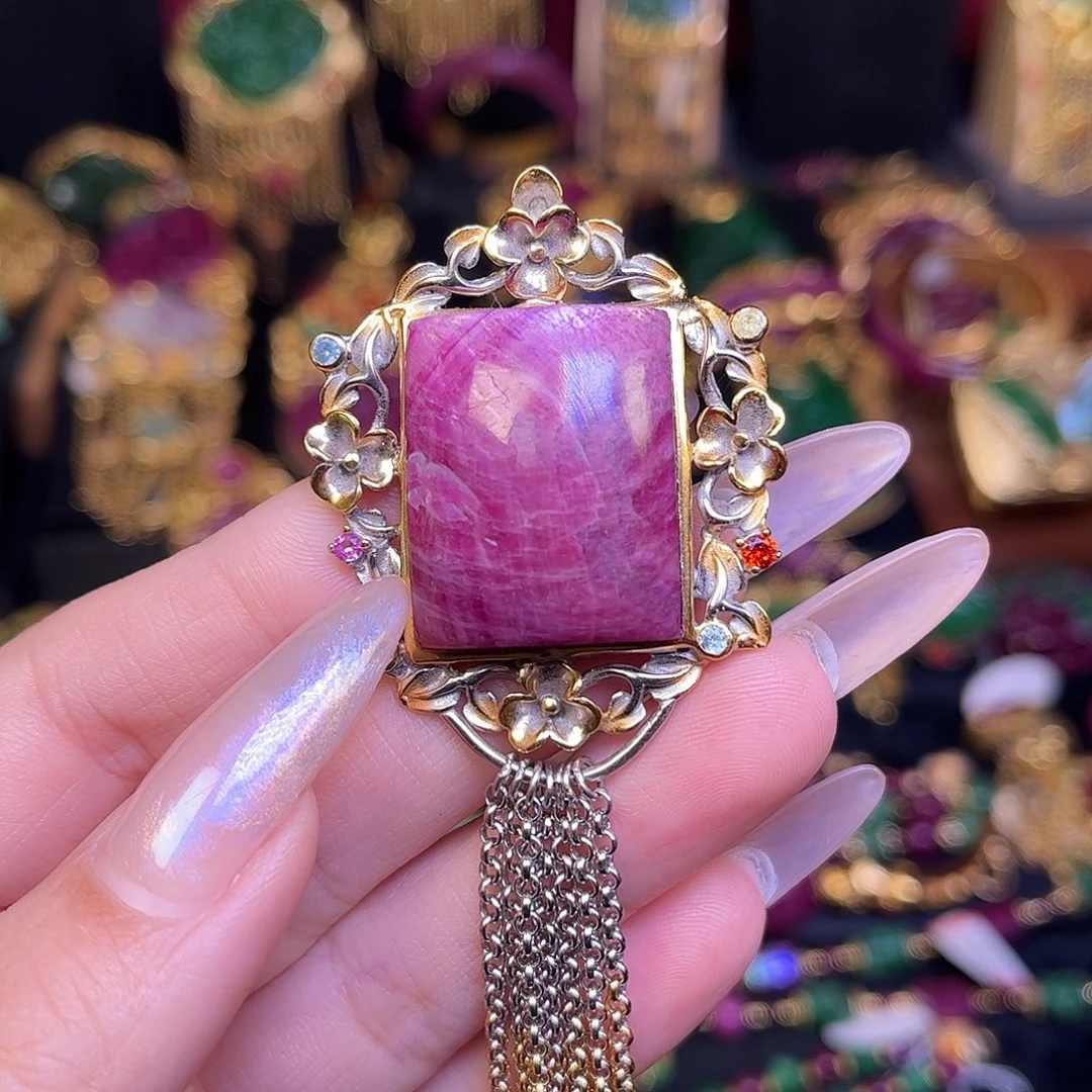 颈饰银S925镶嵌红宝石