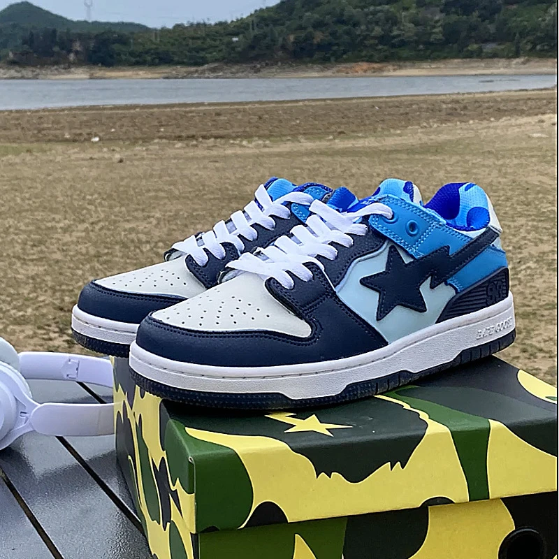 BAPE GOOSE板鞋男官方运动男款滑板鞋黑白厚休闲风运动2024春单鞋