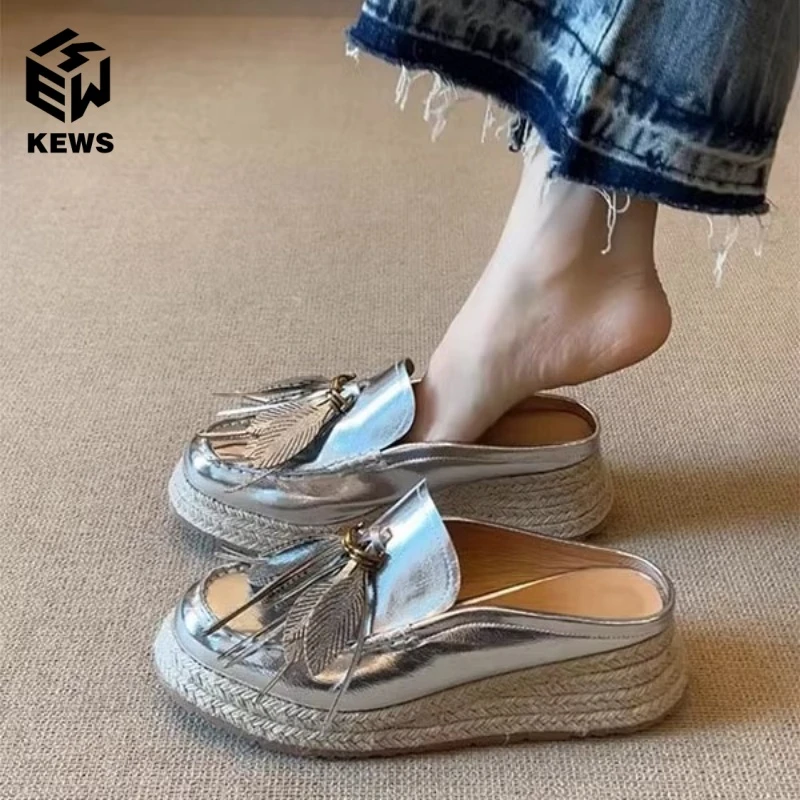 夏季高端亮片设计装饰厚底增高半拖鞋2025新款外穿一脚蹬包头拖女