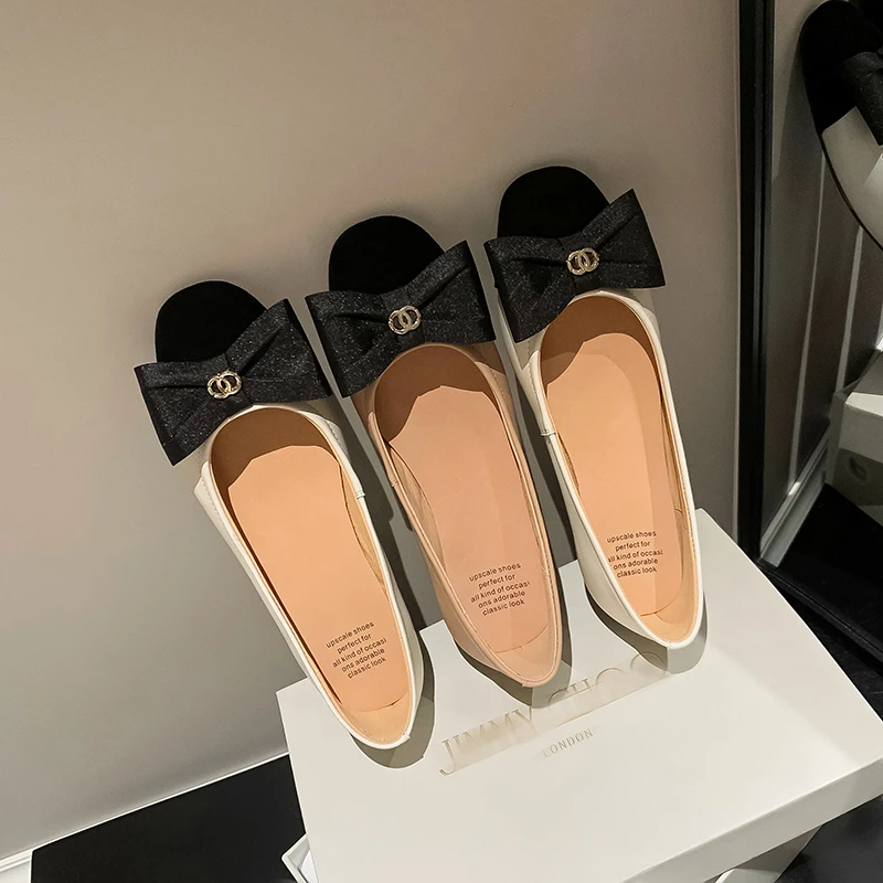 F1100-25/2cm牛皮单鞋圆头浅口纯色蝴蝶结玛丽珍鞋子薄款时尚