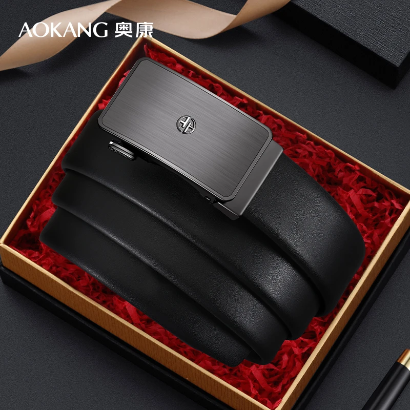 奥康男款男生新款高档真皮裤带牛皮牛皮休闲裤男士皮带真皮腰带