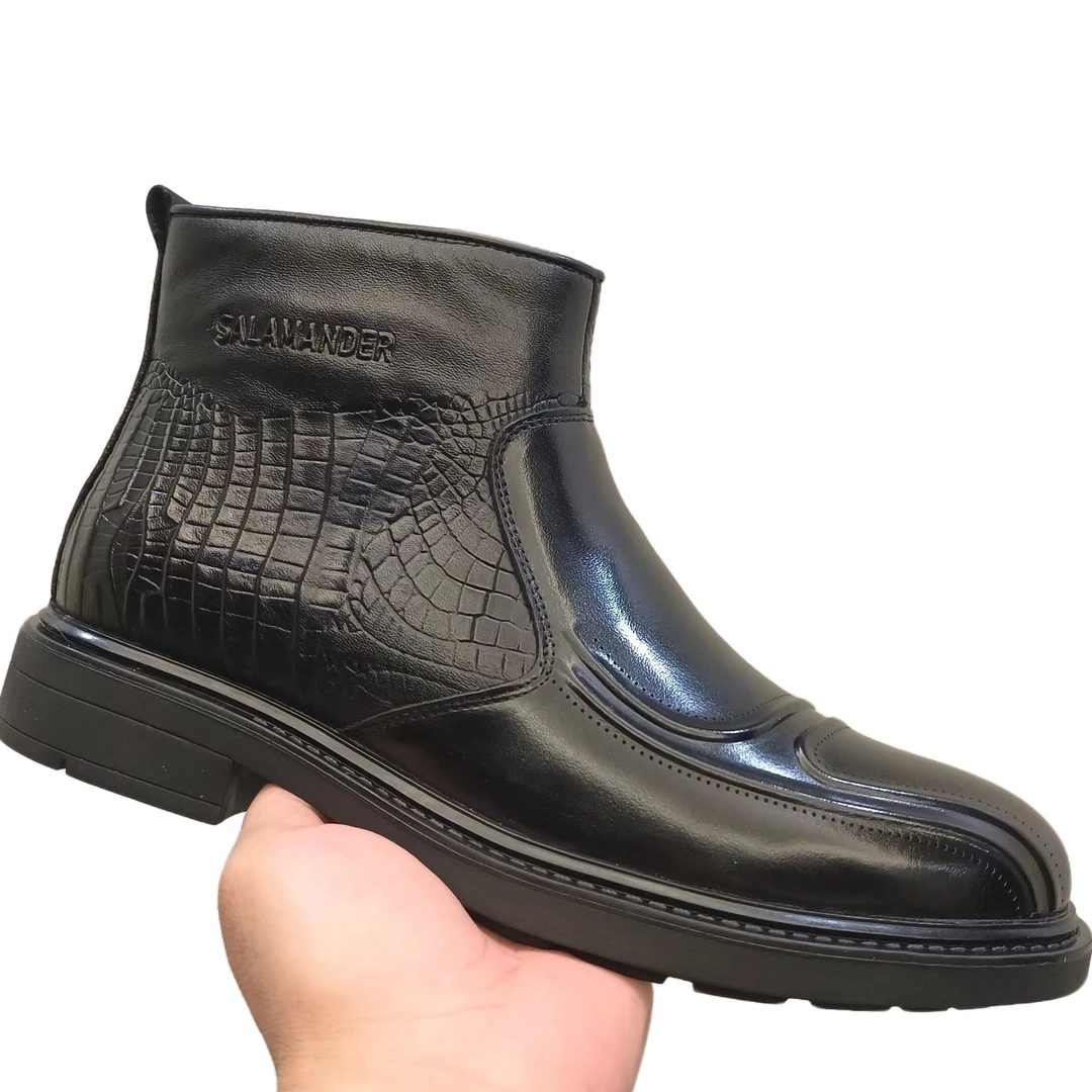 高帮轻职风薄款拉链耐磨切尔西靴男款厚底加绒休闲