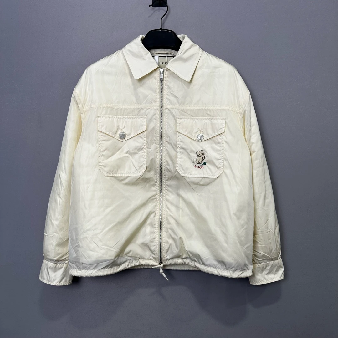 99新 GUCCI/古驰 新款猫咪刺绣棉服夹克/40码/价16200