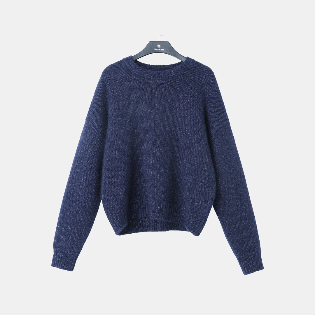 星空蓝小众设计慵懒风百搭款毛衫ADZ1016