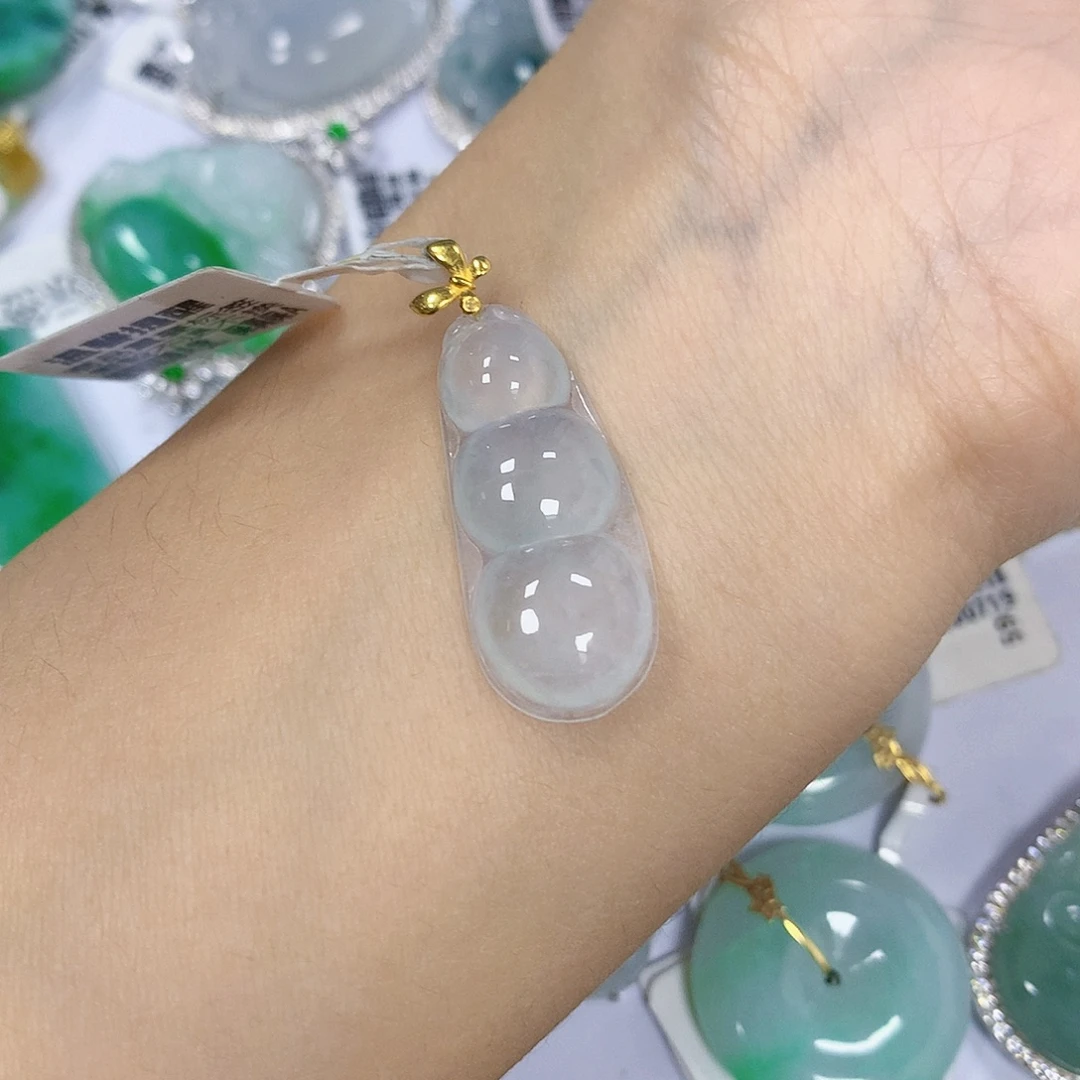 翡翠18K金镶嵌颈饰天然翡翠a货 百元以上9米证书费自理