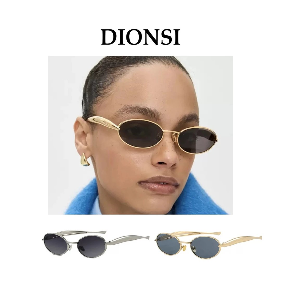 【Dionsi】老钱风金属椭圆框太阳镜女款高级ins时尚百搭街拍明星款