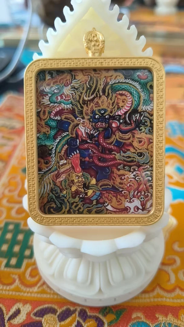 吊坠925银皮 黑财神青龙唐卡项链复古吊坠