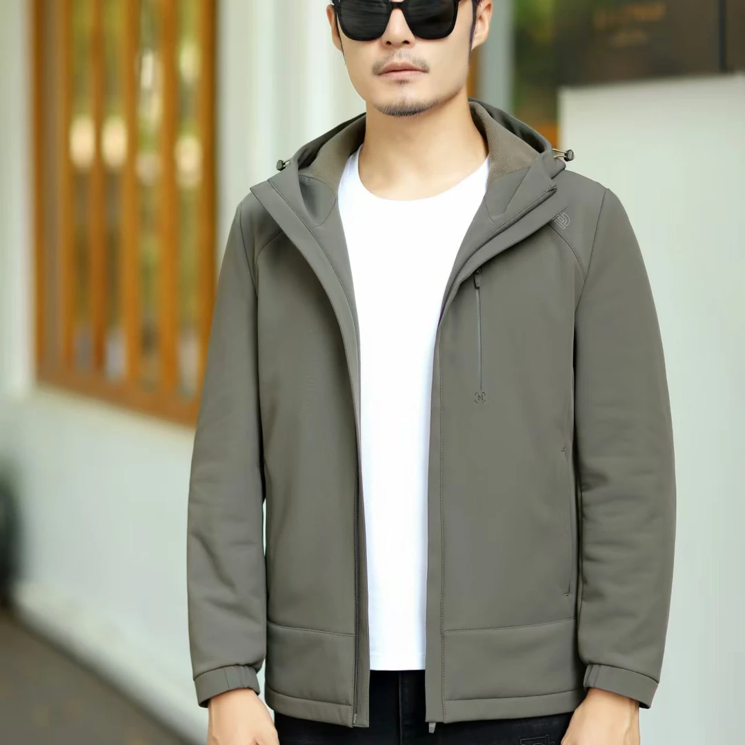 软壳冲锋衣！内里压胶！加绒款春秋款男士户外夹克外套—85605时尚