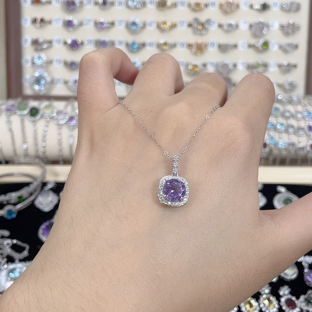 紫晶颈饰银S925镶嵌
