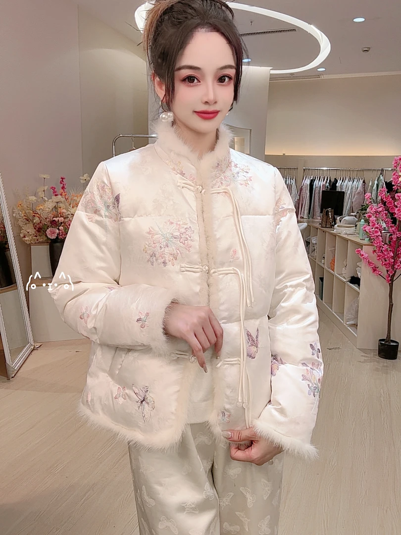 XIMI-冬季新款新中式拼接时尚洋气加厚保暖羽绒外套 MG257181