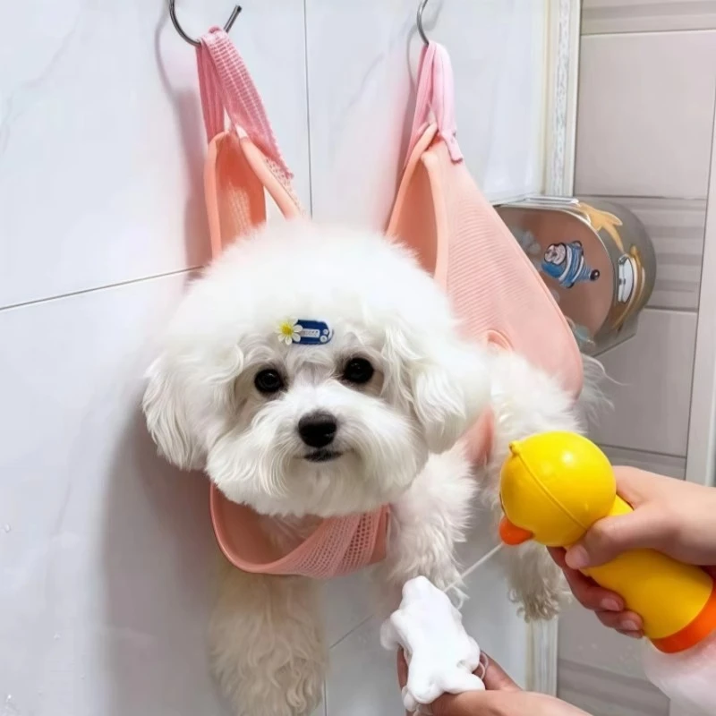 狗狗洗脚吊床洗澡固定神器防抓咬猫咪洗猫挂袋剪指甲宠物美容用品