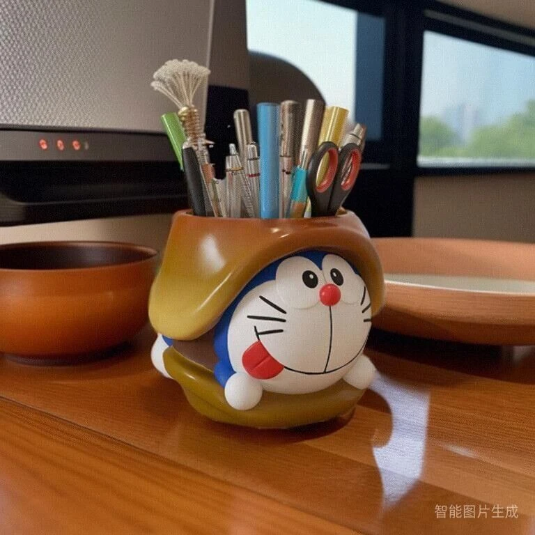 哆啦a梦收纳盒创意摆件卡通学生生日礼物女生桌面笔筒办公室摆