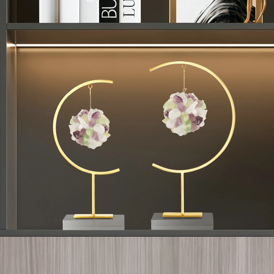 酒柜摆件高档轻奢现代欧式水晶球摆件样板房家居客厅玄关桌面饰品