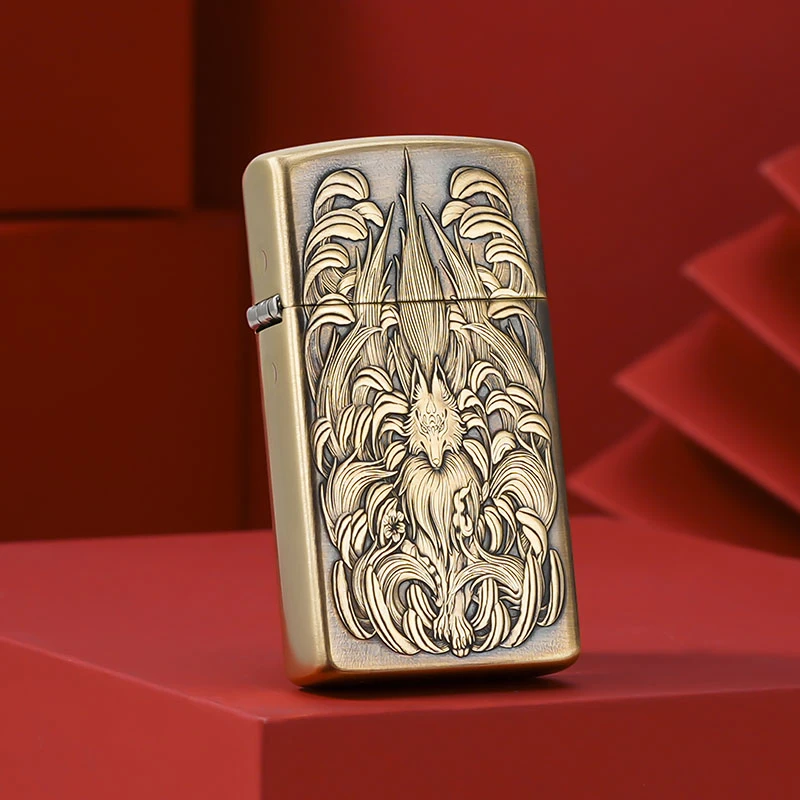 ZORRO浮雕九尾狐 佐罗窄版纤巧机男女生日礼物七夕煤油防风打火机