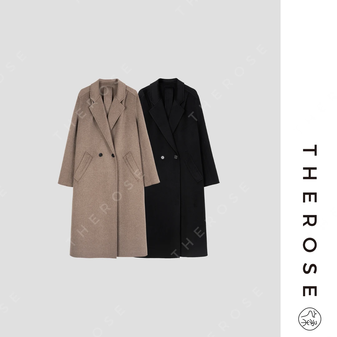 之柔【静奢大师】秋冬时尚气质小山羊绒大衣 百搭中长款双面呢外套