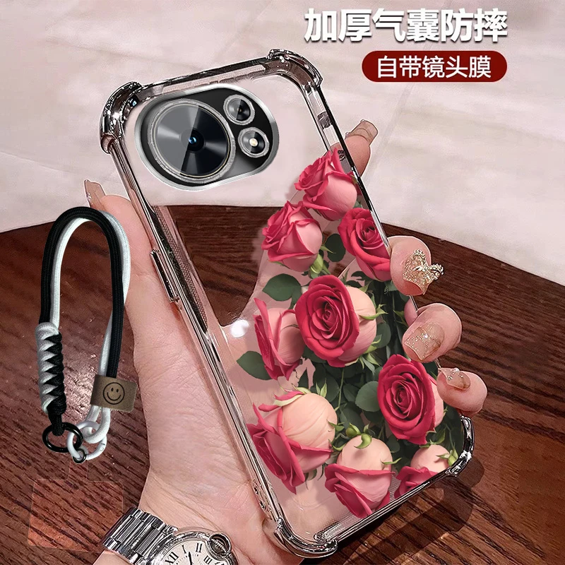 高颜值玫瑰适用华为麦芒40手机壳ins防摔软壳TYH651M全包带镜头膜