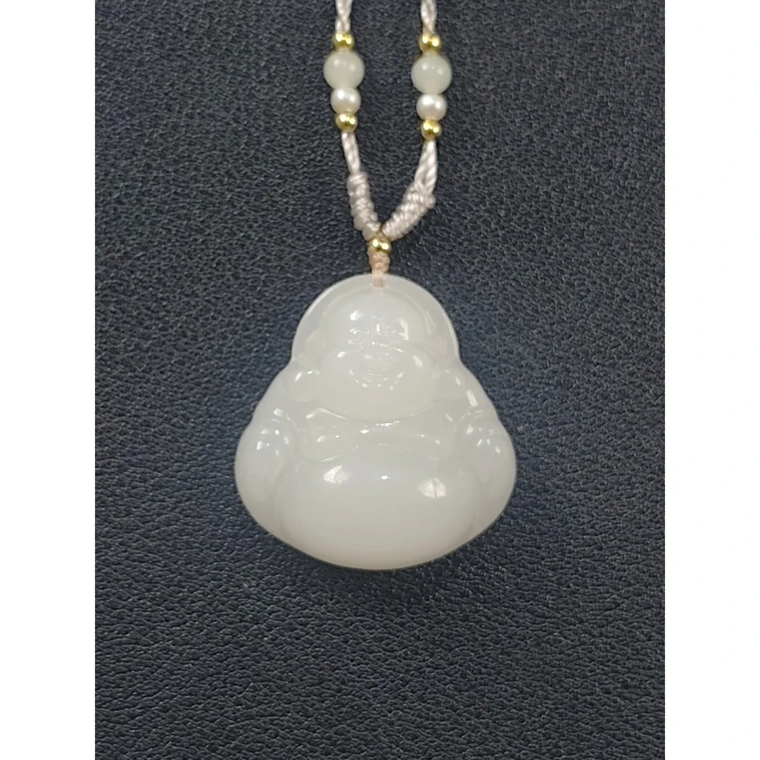 【和田馆】 DZ023 和田玉白玉佛公吊坠30X28X11mm
